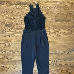 Express Elegant Black Lace Jumpsuit (M)